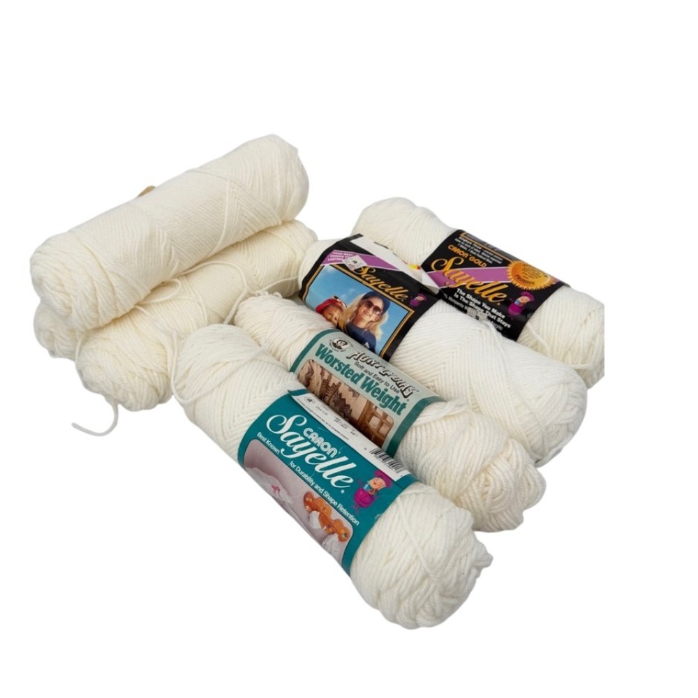Caron Sayelle Aunt Lydias Yarn White Worsted Acrylic Knitting Crochet LOT White